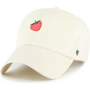 47 Brand Curved Brim Strawberry Cookie Clean Up Food Base Runner Icon Beige Adjustable Cap