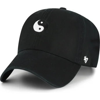 Schwarze verstellbare Curved Cap Yin Yang Smiley Clean Up Base Runner Icon von 47 Brand