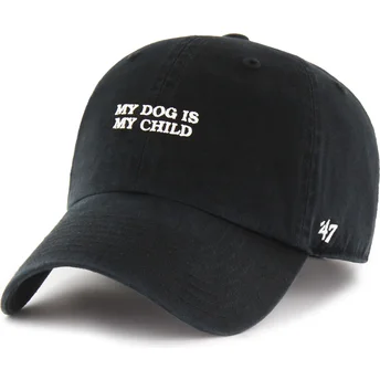 Gorra curva negra ajustable My Dog Is My Child Phrase Clean Up Base Runner Icon de 47 Brand