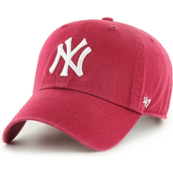 Mörkröd böjd justerbar keps Clean Up New York Yankees MLB av 47 Brand