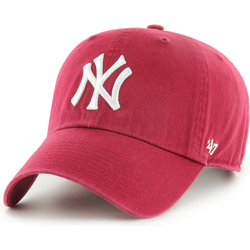 dunkelrote-verstellbare-curved-cap-clean-up-der-new-york-yankees-mlb-von-47-brand