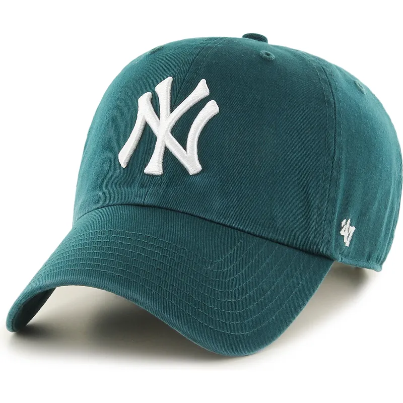 grune-verstellbare-curved-cap-clean-up-pacific-green-der-new-york-yankees-mlb-von-47-brand