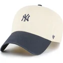 cap-izliekta-beige-adjustable-strap-clean-up-base-runner-two-tone-no-new-york-yankees-mlb-no-47-brand