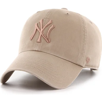 Casquette courbée marron ajustable avec logo marron Clean Up No Loop Label New York Yankees MLB 47 Brand