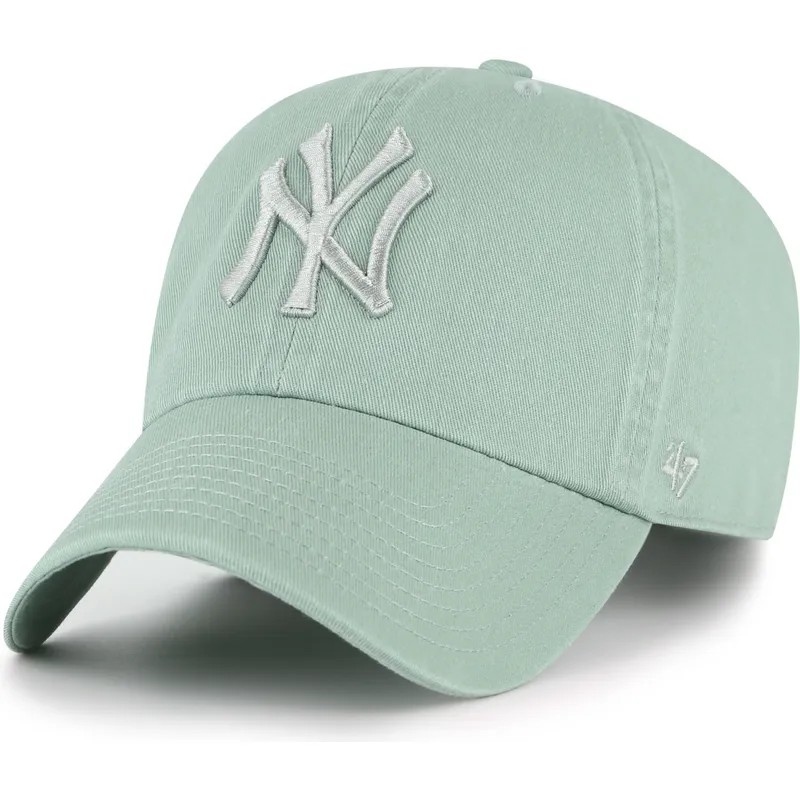 gorra-curva-verde-ajustable-con-logo-verde-clean-up-no-loop-label-de-new-york-yankees-mlb-de-47-brand