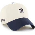 casquette-courbee-beige-et-bleue-marine-ajustable-clean-up-base-runner-sure-shot-two-tone-new-york-yankees-mlb-47-brand