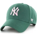 grune-gebogene-snapback-kappe-mit-rosa-mvp-logo-der-new-york-yankees-mlb-von-47-brand