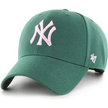 Casquette courbée verte snapback avec logo rose MVP New York Yankees MLB 47 Brand