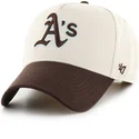 beige-und-braune-gebogene-snapback-kappe-mvp-dt-sure-shot-two-tone-cotton-der-oakland-athletics-mlb-von-47-brand