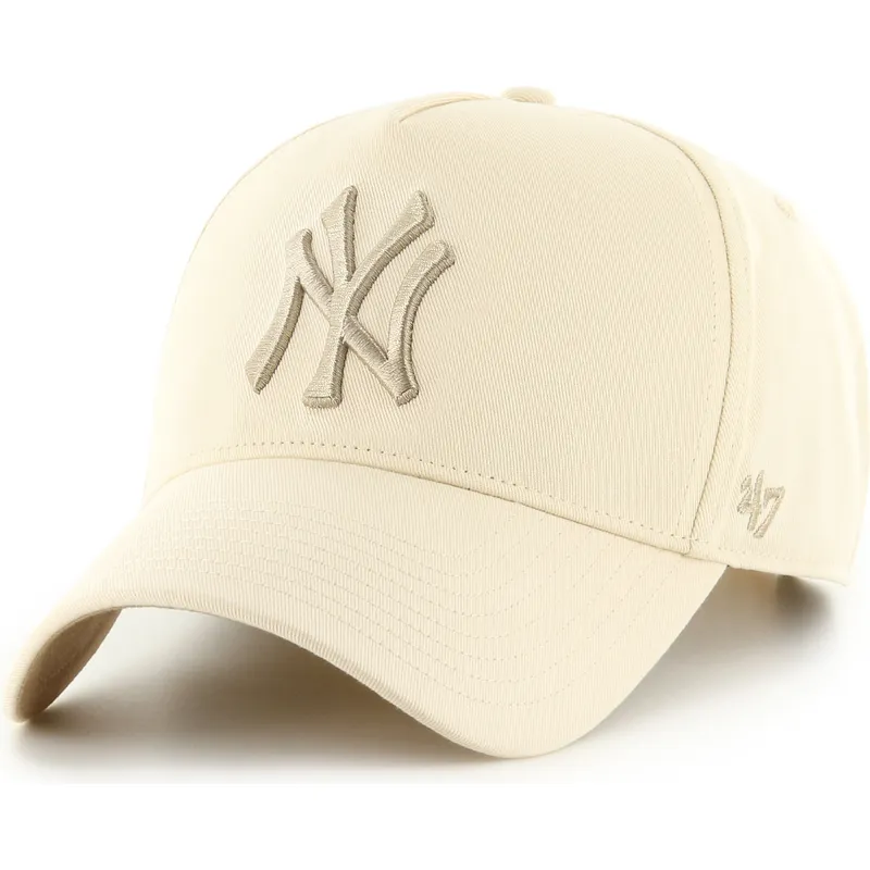47-brand-curved-brim-mvp-dt-sure-shot-two-tone-cotton-new-york-yankees-mlb-beige-snapback-cap-with-beige-logo