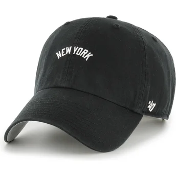 Svart böjd justerbar keps Clean Up Base Runner Script från New York Yankees MLB av 47 Brand
