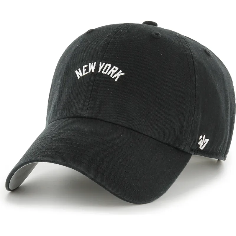 cap-izliekta-black-adjustable-strap-clean-up-base-runner-script-no-new-york-yankees-mlb-no-47-brand