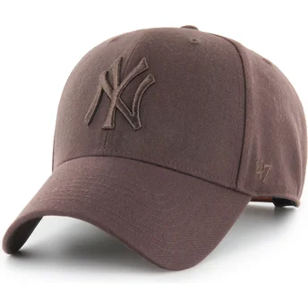 Brun kurvad snapback-keps med brunt MVP-logotyp från New York Yankees MLB av 47 Brand