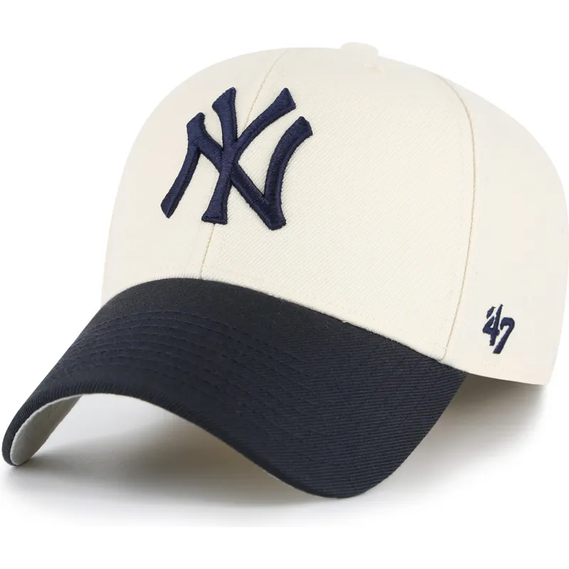 cap-izliekta-beige-adjustable-strap-mvp-two-tone-no-new-york-yankees-mlb-no-47-brand