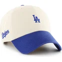 47-brand-curved-brim-clean-up-base-runner-sure-shot-two-tone-los-angeles-dodgers-mlb-beige-and-blue-adjustable-cap