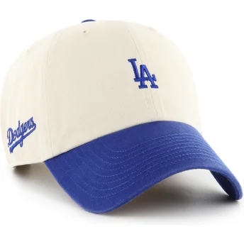 Casquette courbée beige et bleue ajustable Clean Up Base Runner Sure Shot Two Tone Los Angeles Dodgers MLB 47 Brand