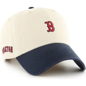 Beżowa i granatowa regulowana czapka z daszkiem Clean Up Base Runner Sure Shot Two Tone Boston Red Sox MLB od 47 Brand