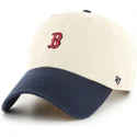 casquette-courbee-beige-et-bleue-marine-ajustable-clean-up-base-runner-sure-shot-two-tone-boston-red-sox-mlb-47-brand