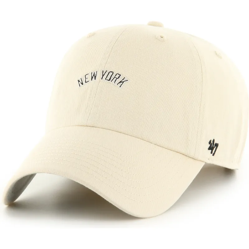 casquette-courbee-beige-ajustable-clean-up-base-runner-script-new-york-yankees-mlb-47-brand