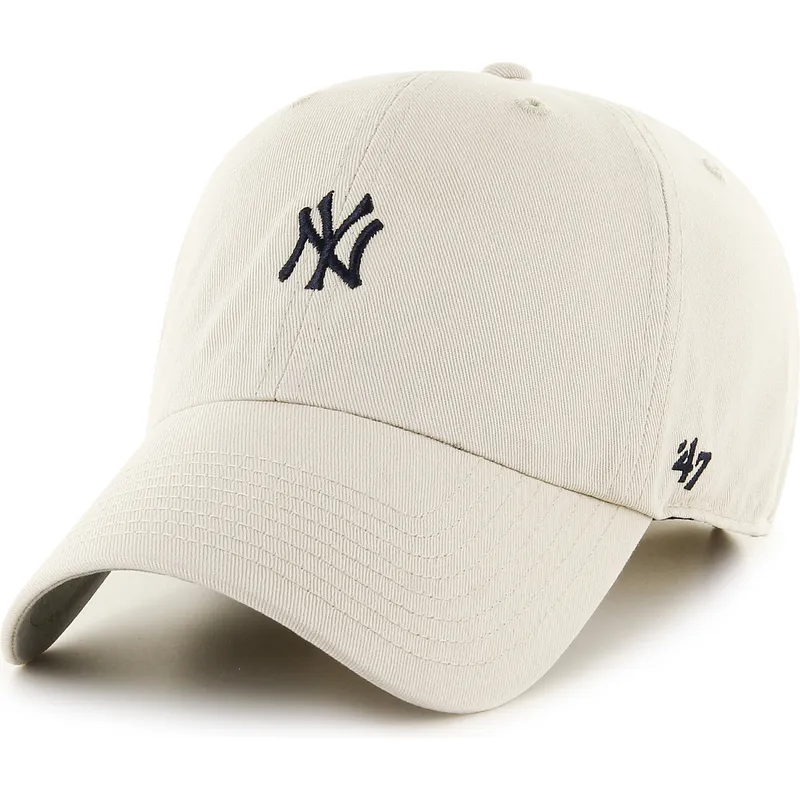 gorra-curva-beige-ajustable-clean-up-base-runner-mini-logo-de-new-york-yankees-mlb-de-47-brand