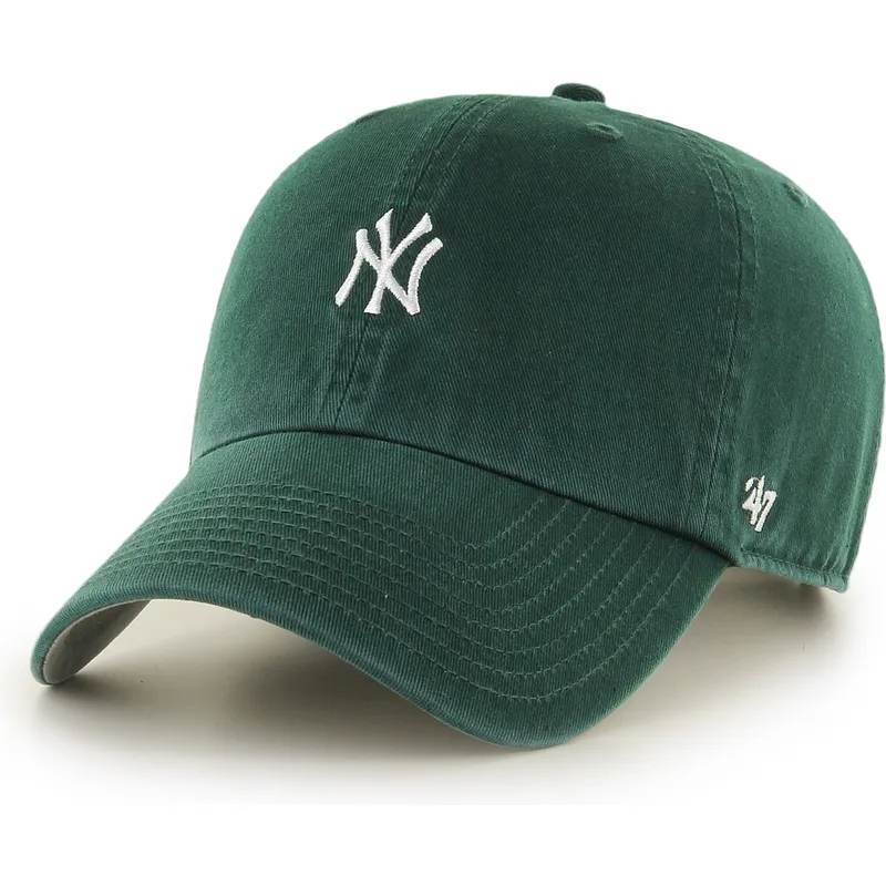 casquette-courbee-verte-ajustable-clean-up-base-runner-mini-logo-new-york-yankees-mlb-47-brand