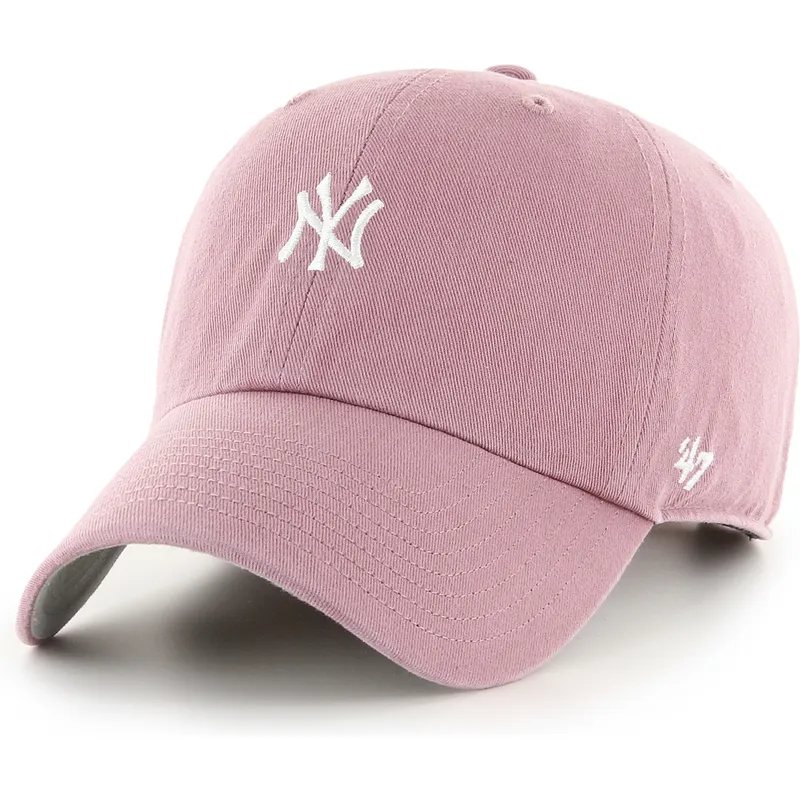 rozowa-regulowana-czapka-z-zakrzywionym-daszkiem-clean-up-base-runner-mini-logo-new-york-yankees-mlb-od-47-brand