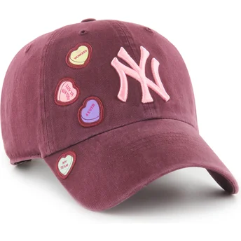 Casquette courbée grenat ajustable Clean Up Candy Heart New York Yankees MLB 47 Brand