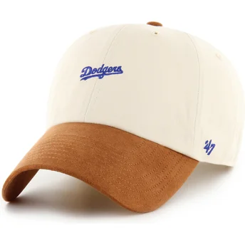 Casquette courbée beige et marron ajustable Clean Up Mini Script Suede Visor Los Angeles Dodgers MLB 47 Brand