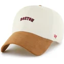 bezowo-brazowa-regulowana-czapka-z-zakrzywionym-daszkiem-clean-up-mini-script-suede-visor-boston-red-sox-mlb-od-47-brand