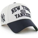 casquette-courbee-beige-et-bleue-marine-ajustable-mvp-broke-line-new-york-yankees-mlb-47-brand
