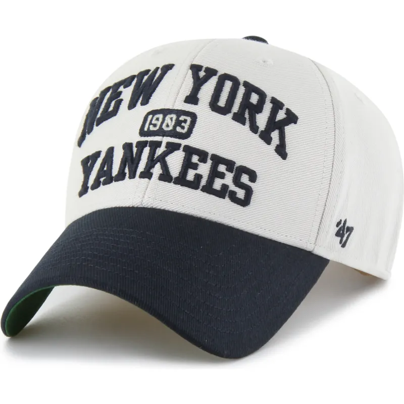 gorra-curva-beige-y-azul-marino-ajustable-mvp-broke-line-de-new-york-yankees-mlb-de-47-brand