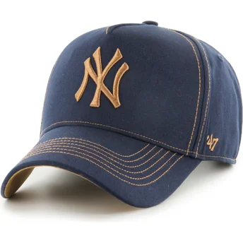 Marineblaue und braune verstellbare gebogene Kappe MVP DT Contrast Stitch der New York Yankees MLB von 47 Brand