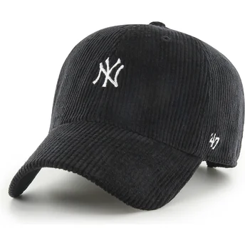 Svart böjd justerbar keps Clean Up Cord Base Runner från New York Yankees MLB av 47 Brand