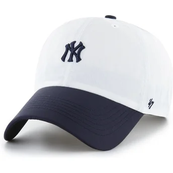 Gorra curva blanca y azul marino ajustable Clean Up Vista Mini Two Tone de New York Yankees MLB de 47 Brand