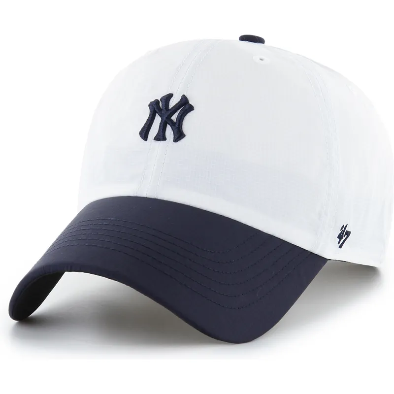 cepur-izliekta-balts-regulejams-clean-up-vista-mini-two-tone-no-new-york-yankees-mlb-no-47-brand