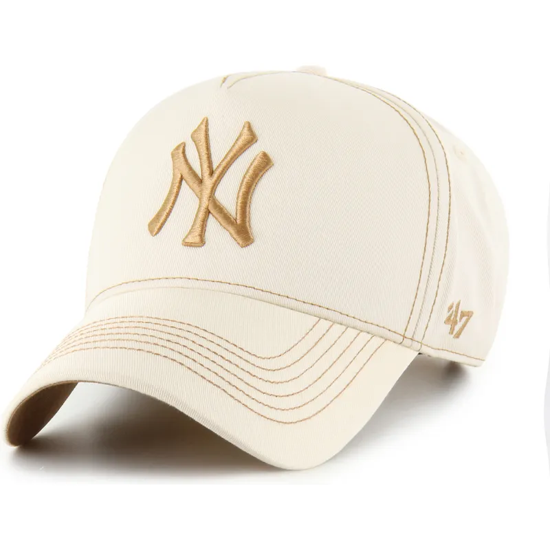 beige-verstellbare-curved-cap-mvp-dt-contrast-stitch-der-new-york-yankees-mlb-von-47-brand
