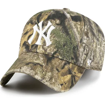 Gorra curva camuflaje ajustable Clean Up Real Tree de New York Yankees MLB de 47 Brand