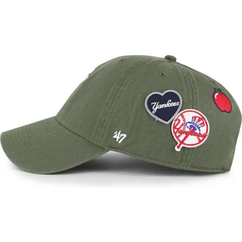 casquette-courbee-verte-ajustable-clean-up-badges-new-york-yankees-mlb-47-brand