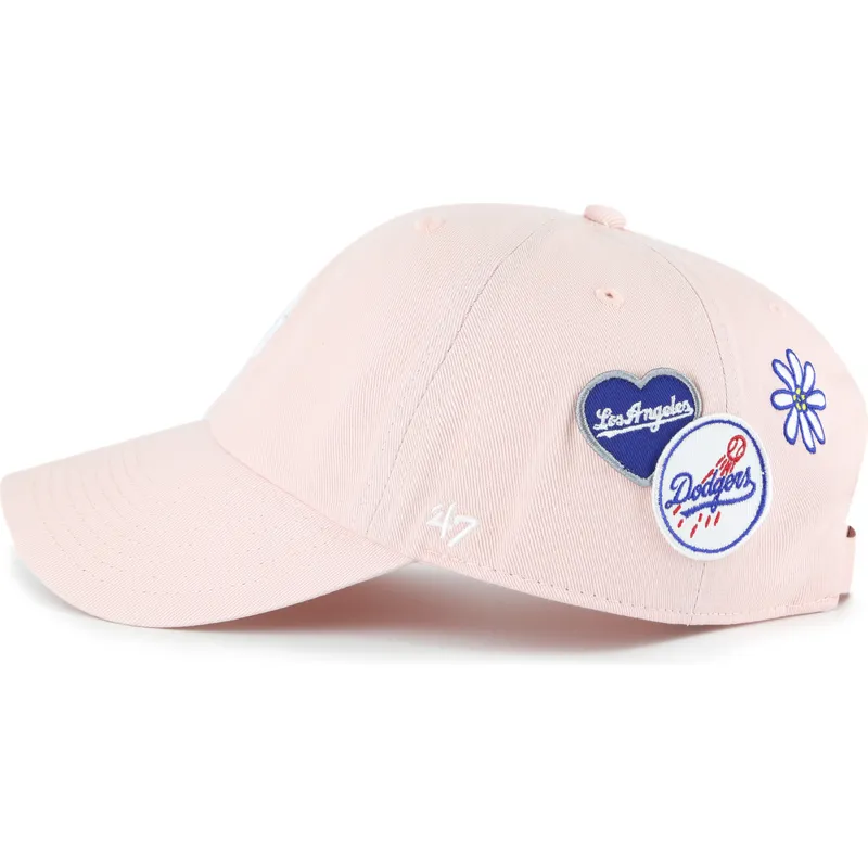 casquette-courbee-rose-ajustable-clean-up-badges-los-angeles-dodgers-mlb-47-brand