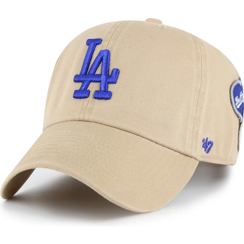 gorra-curva-khaki-ajustable-clean-up-badges-de-los-angeles-dodgers-mlb-de-47-brand
