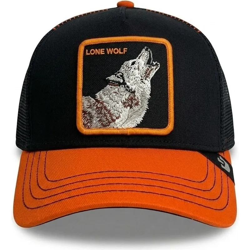 gorra-trucker-negra-y-naranja-lobo-solo-wolf-fab-farm-de-goorin-bros