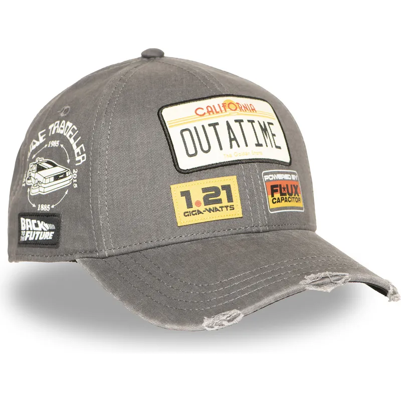 capslab-curved-brim-outatime-btf1-outb-back-to-the-future-grey-snapback-cap