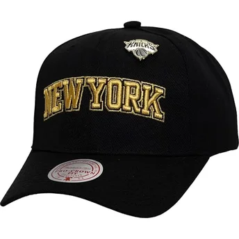 Svart kurvad keps snapback Pinned Gold Pro av New York Knicks NBA från Mitchell & Ness
