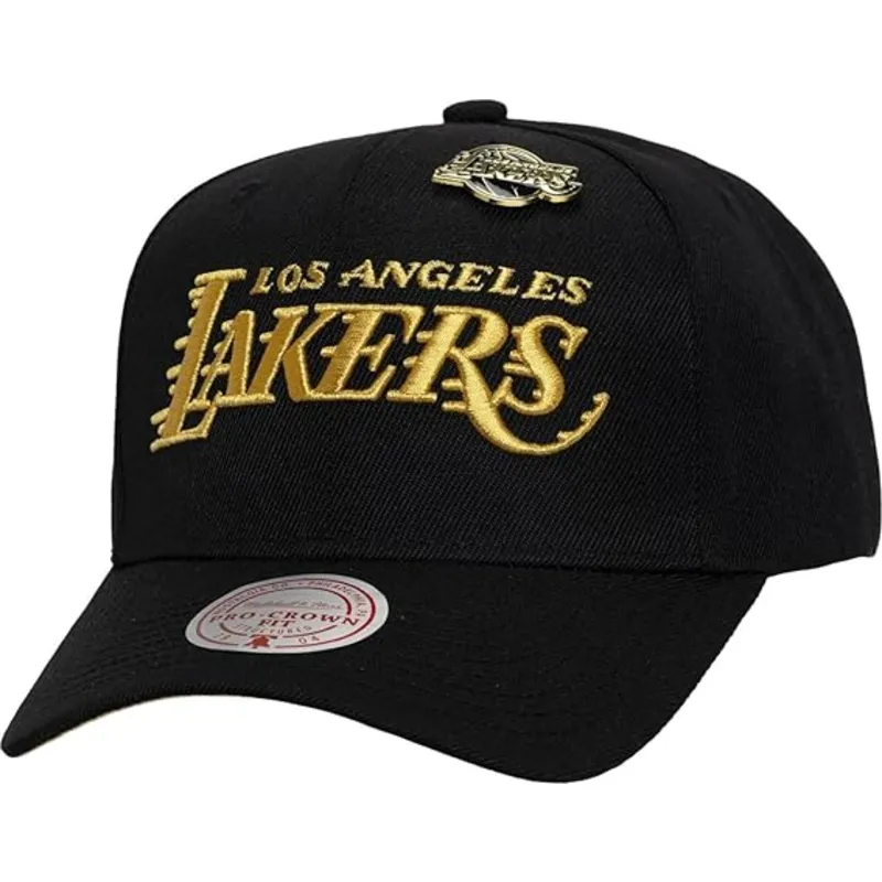 schwarze-gebogene-snapback-kappe-pinned-gold-pro-der-los-angeles-lakers-nba-von-mitchell-ness