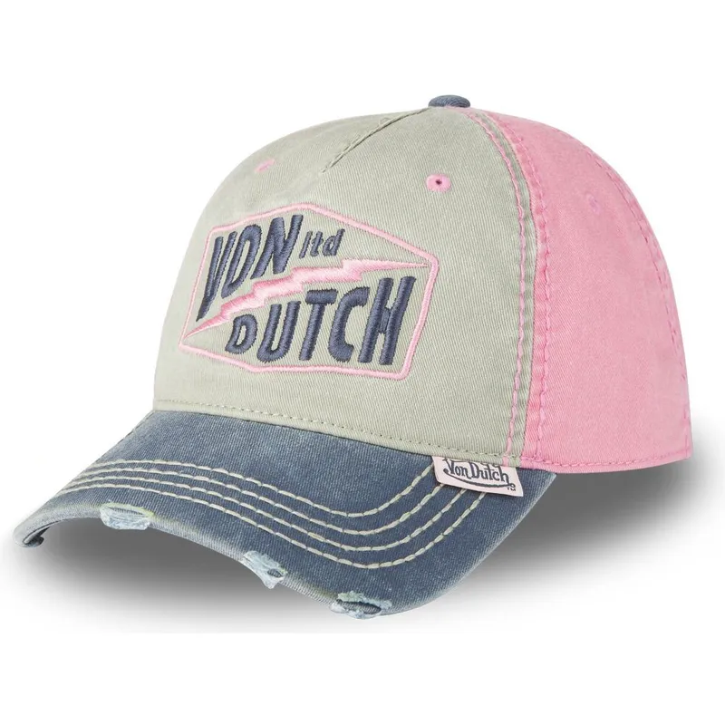 czapka-z-daszkiem-szara-i-rozowa-regulowana-retro11-von-dutch