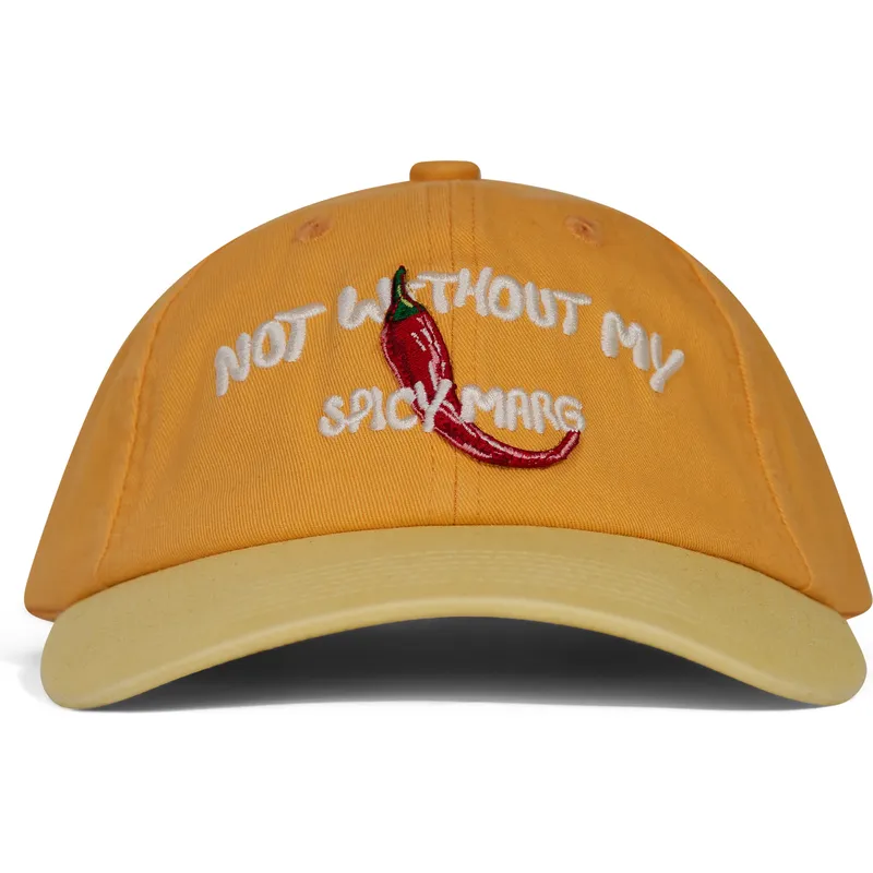 gorra-curva-naranja-y-amarilla-ajustable-not-without-my-spicy-marg-de-pica-pica