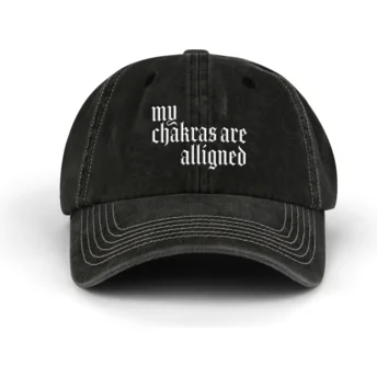 Cepur izliekta melns regulējama lente Alligned Chakras Distressed Washed no Pica Pica