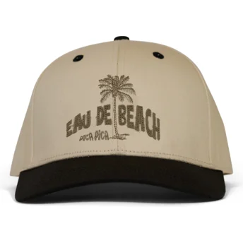 Beige und schwarze gebogene Snapback-Kappe Eau De Beach von Pica Pica