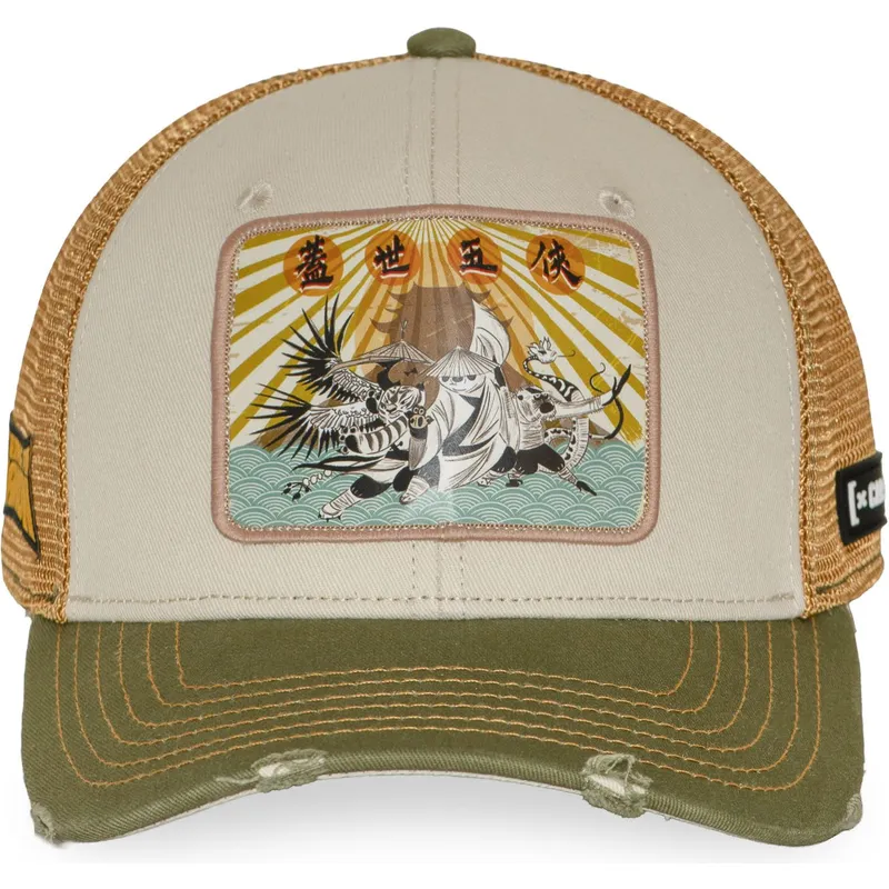 capslab-kfp-dra-kung-fu-panda-beige-and-green-trucker-hat