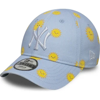 Niebieska zakrzywiona czapka regulowana dla chłopca 9FORTY Summer All Over Print New York Yankees MLB New Era